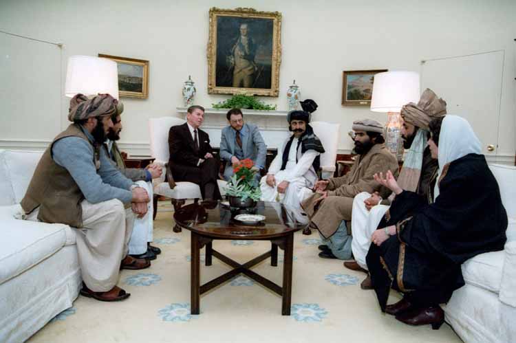 President Reagan meeting with Afghan Freedom Fighters from Reagan Library online